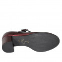 Women's Mary Jane with strap and removable insole in maroon laminated patent leather heel 5 - Available sizes:  35, 45