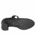 Mary Jane pour femmes avec courroie et semelle intérieure amovible en cuir noir talon 5 - Pointures disponibles:  32, 35, 42, 43, 45