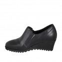 Zapato con cremalleras y plantilla extraible para mujer en piel negra cuña 6 - Tallas disponibles:  32