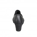 Chaussure avec fermetures èclair et semelle amovible pour femmes en cuir noir talon compensé 6 - Pointures disponibles:  32