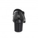 Mary Jane da donna con cinturini e plantare estraibile in vernice nera e puntale in camoscio nero tacco 5 - Misure disponibili: 34, 35, 45