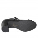 Mary Jane da donna con cinturini e plantare estraibile in vernice nera e puntale in camoscio nero tacco 5 - Misure disponibili: 34, 35, 45