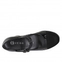 Mary Jane da donna con cinturini e plantare estraibile in vernice nera e puntale in camoscio nero tacco 5 - Misure disponibili: 34, 35, 45