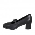 Mary Jane pour femme avec courroie T et semelle intérieure amovible en cuir noir talon 5 - Pointures disponibles:  32, 33, 43, 45, 46