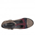 Decolté da donna in camoscio marrone, blu e bordeaux con cinturino Charleston e plantare estraibile tacco 5 - Misure disponibili: 35, 45