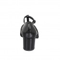Woman's pump with removable insole and T-strap in black patent leather and leather heel 5 - Available sizes:  35, 43