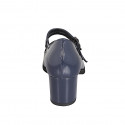 Mary Jane da donna con cinturini, plantare estraibile e puntale in vernice e camoscio blu tacco 5 - Misure disponibili: 32, 35, 45