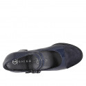 Mary Jane para mujer con cinturones, plantilla extraíble y puntera en charol y gamuza blu cuña - Tallas disponibles:  32, 35, 45