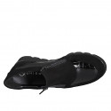Sneaker accollata da donna con cerniere e plantare estraibile in camoscio nero e vernice stampata zeppa 3 - Misure disponibili: 33, 42, 43, 44, 46