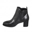 Stivaletto da donna in pelle nera con cerniere e plantare estraibile tacco 5 - Misure disponibili: 32, 43, 45, 46