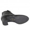 Bottines pour femmes en cuir noir avec fermetures éclair et semelle amovible talon 5 - Pointures disponibles:  32, 43, 45, 46