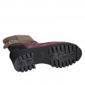 Stivaletto da donna con plantare estraibile, cerniera e fibbia in camoscio marrone, bordeaux e blu tacco 4 - Misure disponibili: 31, 32, 33, 42, 43, 45