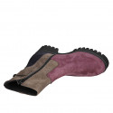 Botín de mujer con plantilla extraíble, cremallera y hebilla en gamuza marrón, granate y azul tacón 4 - Tallas disponibles:  31, 32, 33, 42, 43, 45