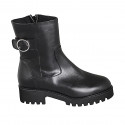 Bottines pour femmes avec semelle amovible, boucle et fermeture éclair en cuir noir talon 4 - Pointures disponibles:  31, 32, 33, 34, 35, 42, 43, 46