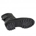 Botines para mujer con plantilla extraible, hebilla y cremallera en piel negra tacon 4 - Tallas disponibles:  31, 32, 33, 34, 35, 42, 43, 46