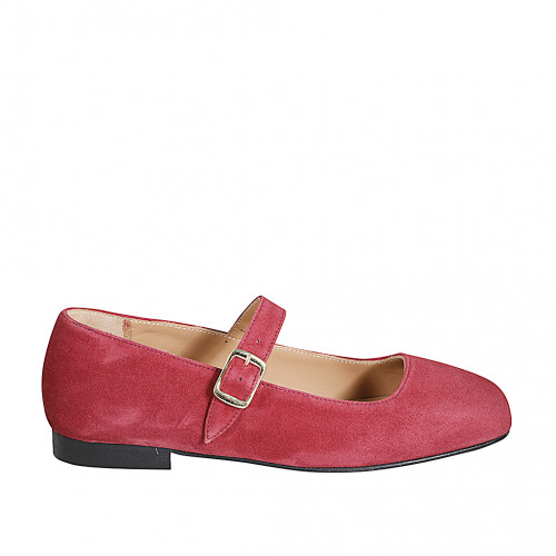 Mary Jane pour femmes en daim bordeaux avec courroie talon 2 - Pointures disponibles:  33, 34, 35, 42, 43, 44, 46