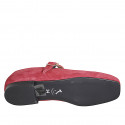 Woman's Mary Jane in maroon suede with strap heel 2 - Available sizes:  33, 34, 35, 42, 43, 44, 46