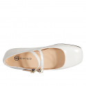 Ballerina Mary Jane con doppio cinturino in vernice grigio chiaro tacco 2 - Misure disponibili: 33, 34, 35, 42, 45