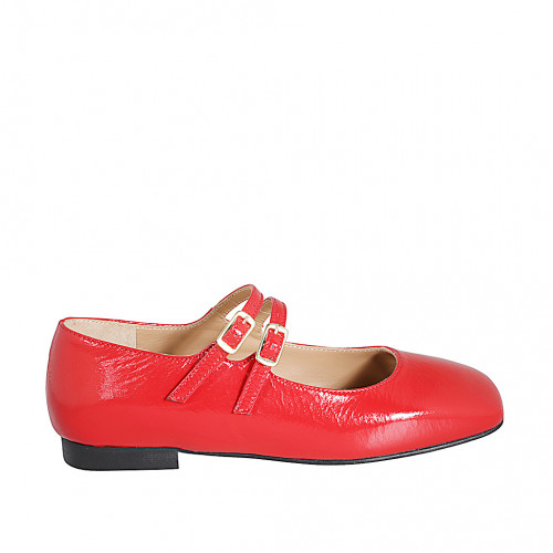 Mary Jane pour femmes en cuir verni rouge avec courroies talon 2 - Pointures disponibles:  34, 35, 42, 43, 44, 45, 46