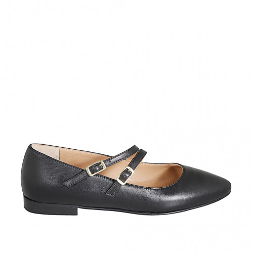 Mary Jane da donna a punta con due cinturini in pelle nera tacco 2 - Misure disponibili: 35, 42, 43, 44