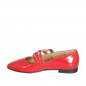 Ballerina Mary Jane a punta con tre cinturini in vernice rossa tacco 2 - Misure disponibili: 33, 34, 35, 42, 43, 44, 46