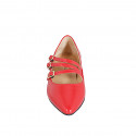 Bailarina Mary Jane a punta con tres cinturones en charol de color rojo tacon 2 - Tallas disponibles:  33, 34, 35, 42, 43, 44, 46