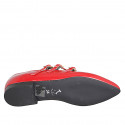 Bailarina Mary Jane a punta con tres cinturones en charol de color rojo tacon 2 - Tallas disponibles:  33, 34, 35, 42, 43, 44, 46