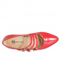 Ballerina Mary Jane a punta con tre cinturini in vernice rossa tacco 2 - Misure disponibili: 33, 34, 35, 42, 43, 44, 46