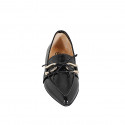 Mocasin puntiagudo con acessorio y moño para mujer en charol negro tacon 2 - Tallas disponibles:  33, 35, 42, 43, 44