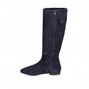 Bottes pour femmes à bout pointu avec fermeture éclair et elastique en daim bleu talon 2 - Pointures disponibles:  33, 35, 43, 44, 45, 46