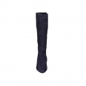 Bota puntiaguda para mujer con cremallera y elastico en gamuza azul tacon 2 - Tallas disponibles:  33, 35, 43, 44, 45, 46