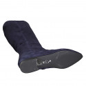 Stivale a punta da donna con cerniera ed elastico in camoscio blu tacco 2 - Misure disponibili: 33, 35, 43, 44, 45, 46