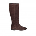 Bota puntiaguda para mujer con cremallera y elastico en gamuza marron tacon 2 - Tallas disponibles:  35
