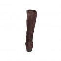 Bota puntiaguda para mujer con cremallera y elastico en gamuza marron tacon 2 - Tallas disponibles:  35