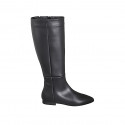 Bota puntiaguda para mujer con cremallera y elastico en piel negra tacon 2 - Tallas disponibles:  34, 43