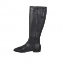 Bottes pour femmes à bout pointu avec fermeture éclair et elastique en cuir noir talon 2 - Pointures disponibles:  34, 43