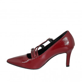 Decolté Mary Jane a punta in vernice bordeaux tacco 7 - Misure disponibili: 31, 35, 42 2