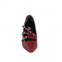 Escarpins Mary Jane à bout pointu en cuir verni bordeaux talon 7 - Pointures disponibles:  31, 35, 42