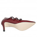 Pointed-toe Mary Jane pumps in maroon patent leather heel 7 - Available sizes:  31, 35, 42