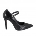 Pointy Mary Jane pumps in black patent leather heel 10 - Available sizes:  31, 32, 34, 43, 44, 45