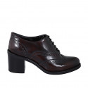 Chaussure Oxford pour femmes à lacets een cuir brossé bordeaux avec bout golf talon 6 - Pointures disponibles:  33, 35, 42, 43, 45, 46