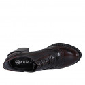 Woman's laced Oxford shoe in maroon brush-off leather with wingtip heel 6 - Available sizes:  33, 35, 42, 43, 45, 46