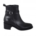 Bottines pour femmes en cuir noir avec fermeture éclair, boucle et bout rondu talon 5 - Pointures disponibles:  32, 33, 45