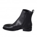 Woman's ankle boot in black leather with zipper and round tip heel 3 - Available sizes:  35