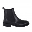 Chelsea bottines pour femmes avec elastiques et bout golf en cuir noir talon 3 - Pointures disponibles:  32, 47