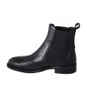 Botin Chelsea para mujer con elasticos y punta de ala en piel de color negro tacon 3 - Tallas disponibles:  32, 47