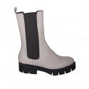 Hautes Chelsea bottines pour femmes avec èlastiques en cuir de couleur crème et talon 4 - Pointures disponibles:  35, 42, 43