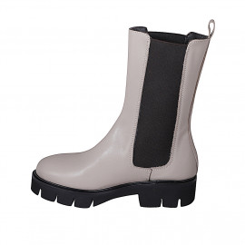 Woman's high Chelsea ankle-high boot with elastic bands in cream-colored leather heel 4 - Available sizes:  32, 33, 34, 35, 42, 43 2