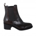 Botin Chelsea para mujer con elasticos en piel de color marròn oscuro tacon 5 - Tallas disponibles:  35, 46