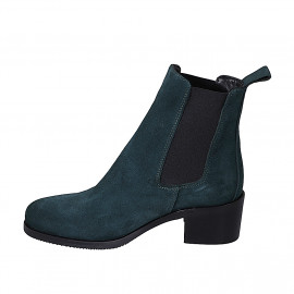 Stivaletto Chelsea da donna con elastici laterali in camoscio verde tacco 5 - Misure disponibili: 35, 42, 44, 46 2
